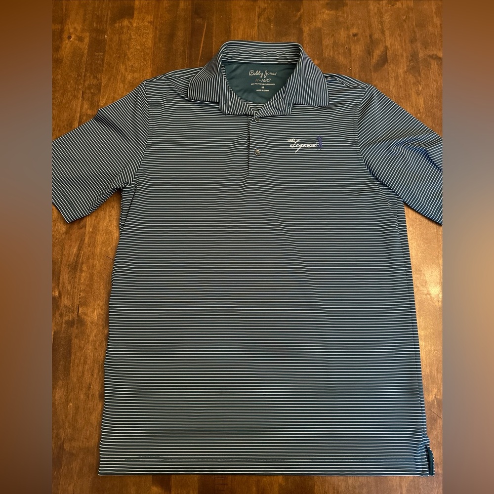 Bobby Jones x-h20 polo golf shirt logo the‎ legend green stripe golfing office